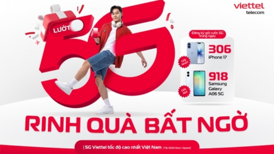 Trúng thưởng hơn 1200 iPhone 17 và Samsung Galaxy A06 5G khi dùng 5G Viettel