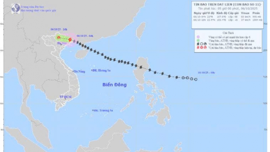 Bão số 11 đi vào đất liền, giật cấp 10, Bắc bộ mưa lớn trên diện rộng