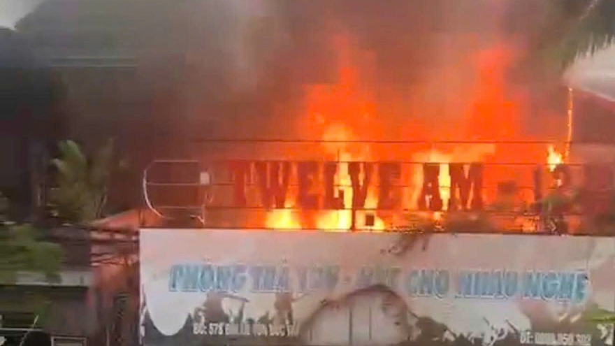 Cháy một phòng trà trên đường Tôn Đức Thắng, TP Hải Phòng