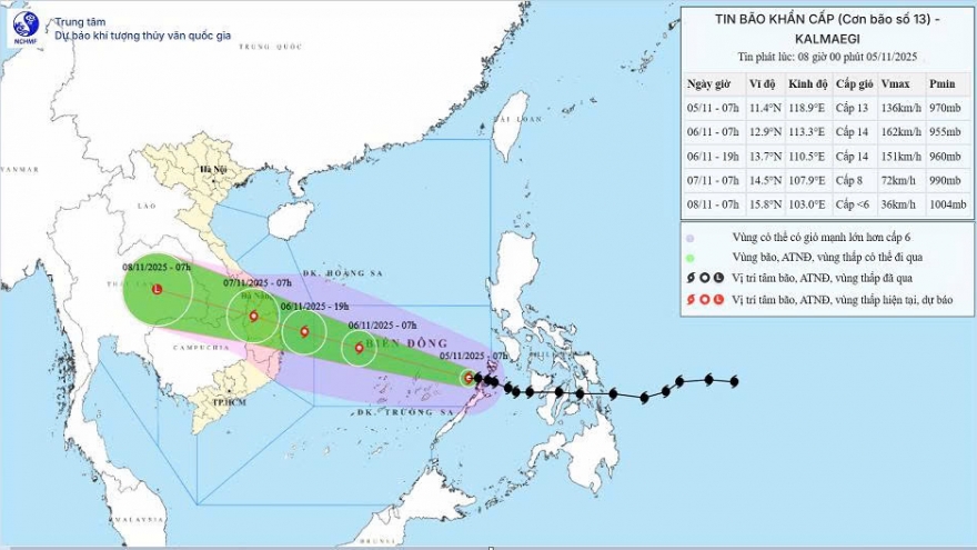 Bão Kalmaegi giật cấp 16, hướng vào miền Trung