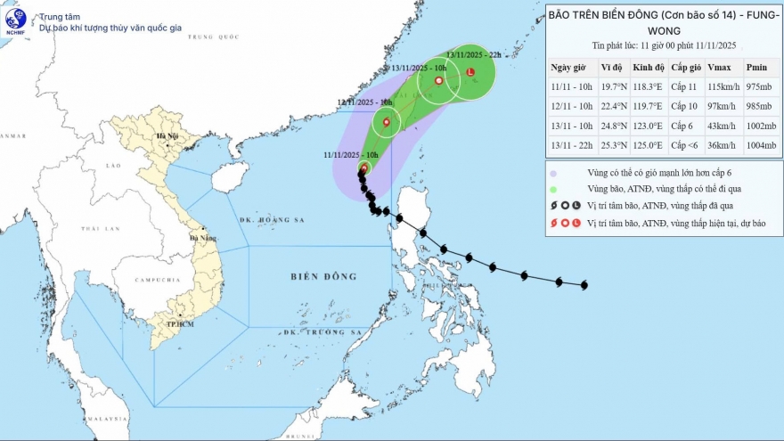 Bão số 14 mạnh cấp 11, gây biển động dữ dội ở Bắc Biển Đông