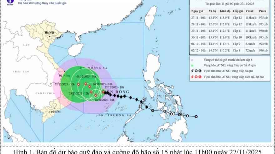 Bão số 15 đang trên Biển Đông, gây sóng lớn quanh quần đảo Trường Sa