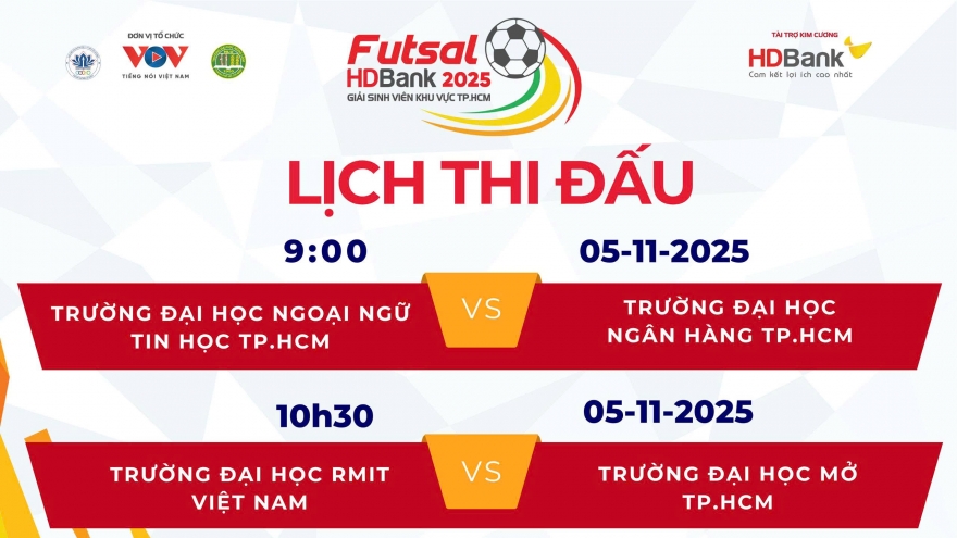 Lịch thi đấu giải Futsal HDBank Sinh viên khu vực TP.HCM năm 2025 hôm nay 5/11
