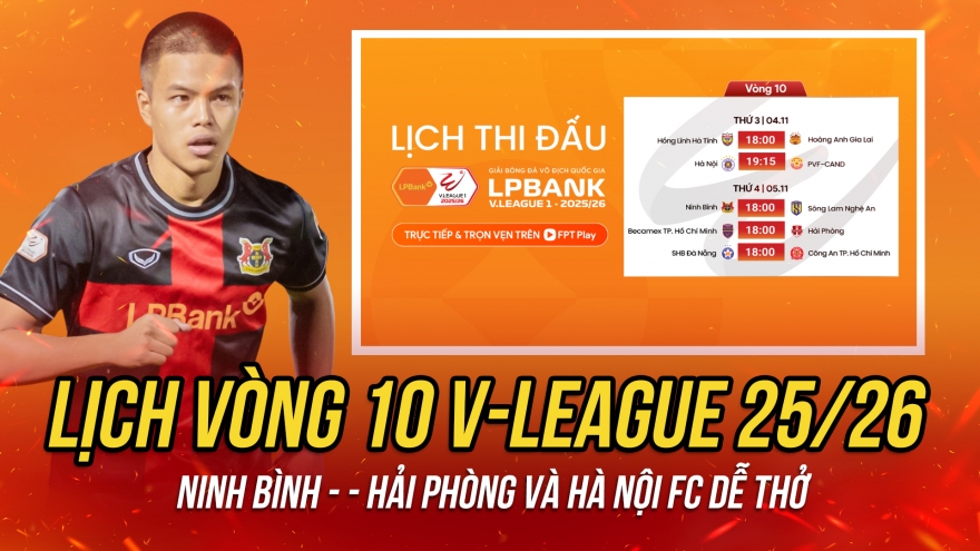 Lịch thi đấu vòng 10 V-League 2025/2026: Cơ hội cho Hà Nội FC và Hải Phòng