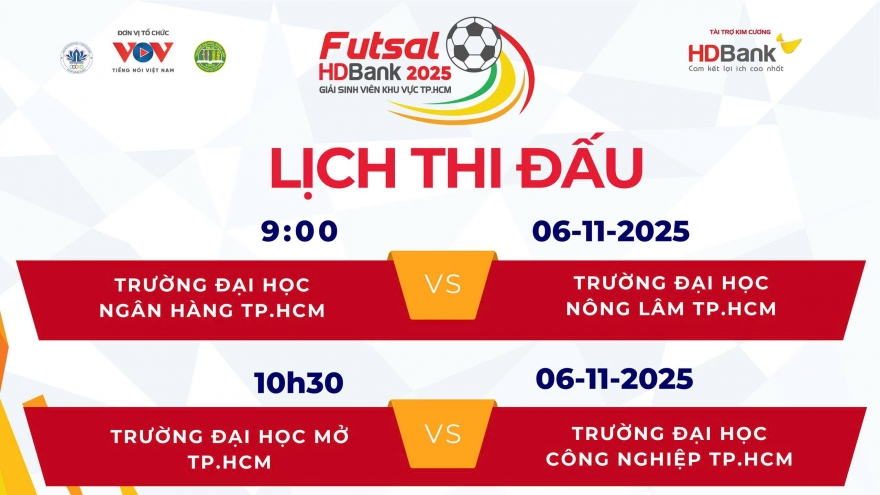 Lịch thi đấu giải Futsal HDBank Sinh viên khu vực TP.HCM năm 2025 hôm nay 6/11