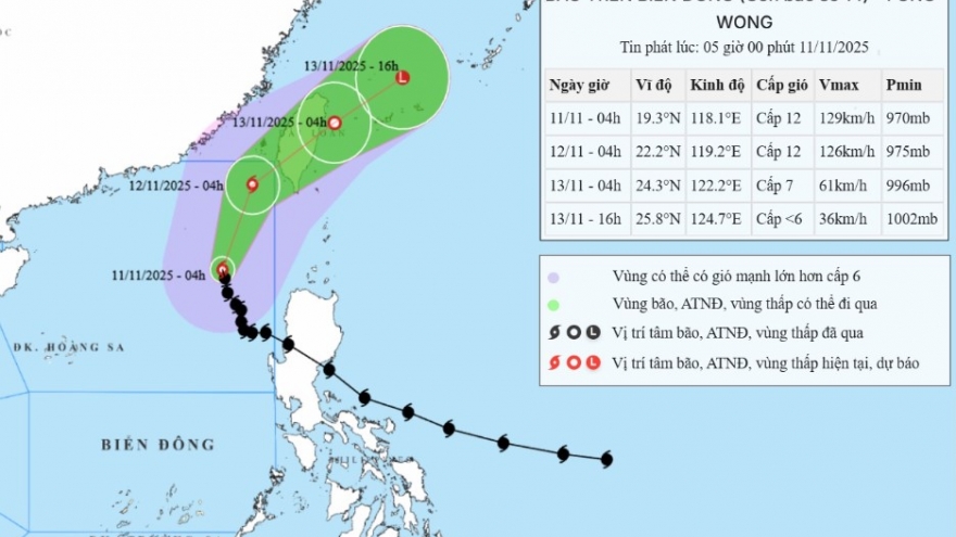 Bão số 14 di chuyển theo hướng Bắc Tây Bắc, có thể gây gió mạnh, sóng lớn