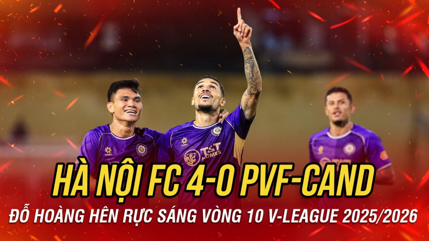 Kết quả bóng đá vòng 10 V-League tối 4/11: Hà Nội FC thắng tưng bừng PVF-CAND