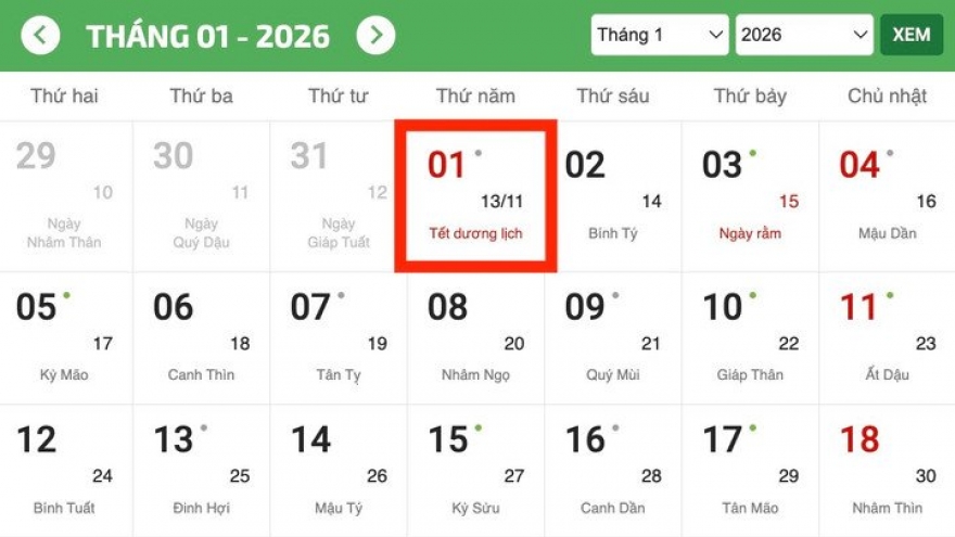 Bộ Nội vụ đề xuất hoán đổi ngày làm việc để nghỉ 4 ngày dịp Tết Dương lịch 2026