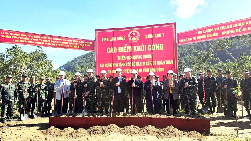 Nhiều lực lượng chung tay cho "Chiến dịch Quang Trung" làm nhà giúp dân ở Lâm Đồng