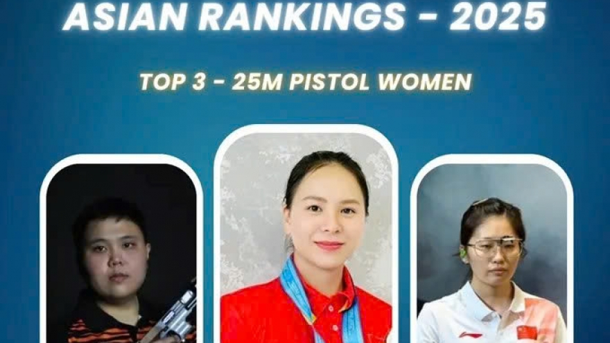 Trinh Thu Vinh rises to top of Asian 25m sport pistol rankings