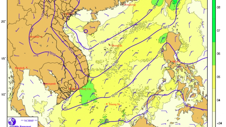 Dự báo gió mạnh, sóng lớn và mưa dông trên biển Nam Bộ và Nam Biển Đông