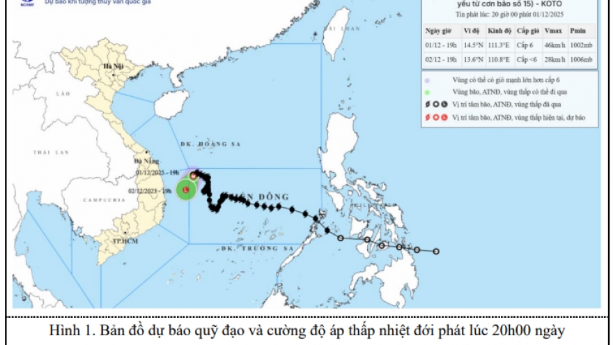 Áp thấp nhiệt đới suy yếu từ bão số 15 gây gió mạnh trên Biển Đông