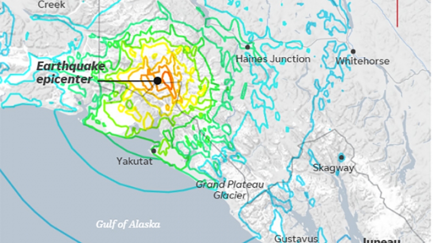Động đất 7 độ rung chuyển Alaska, kéo theo hơn 20 dư chấn liên tiếp