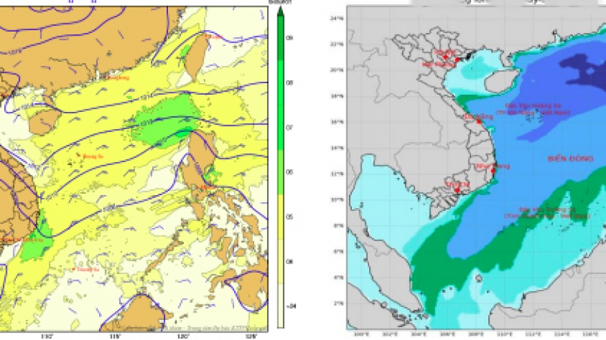 Gió mạnh, sóng lớn và mưa dông trên Biển Đông trong 24 giờ tới