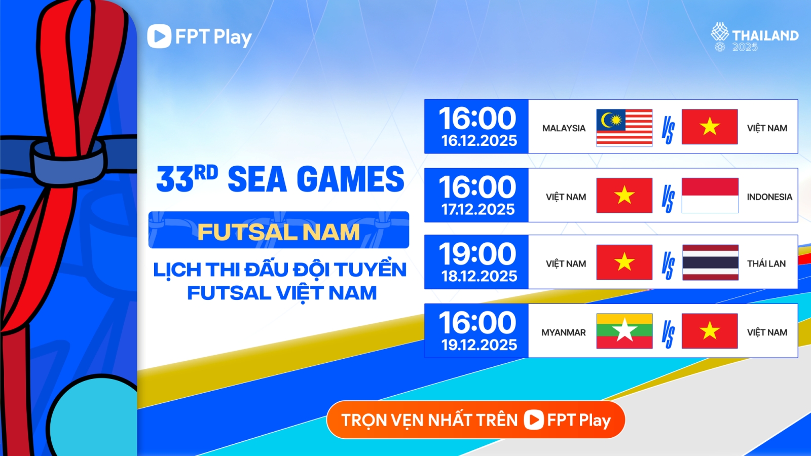 Lịch thi đấu và trực tiếp bóng đá Việt Nam hôm nay 16/12