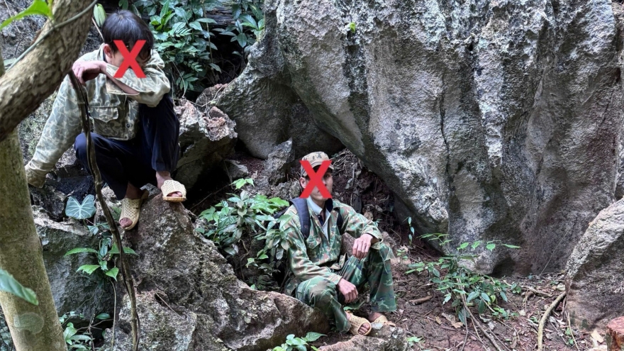 Bắt quả tang 2 người khai thác gỗ trái phép tại rừng đặc dụng Thần Sa