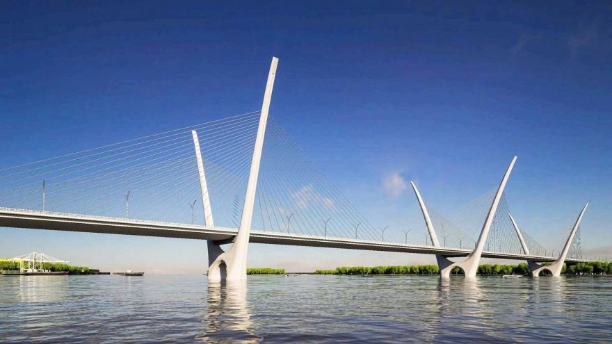 Cận cảnh công trường thi công cầu Thượng Cát hơn 7.300 tỷ đồng bắc qua sông Hồng