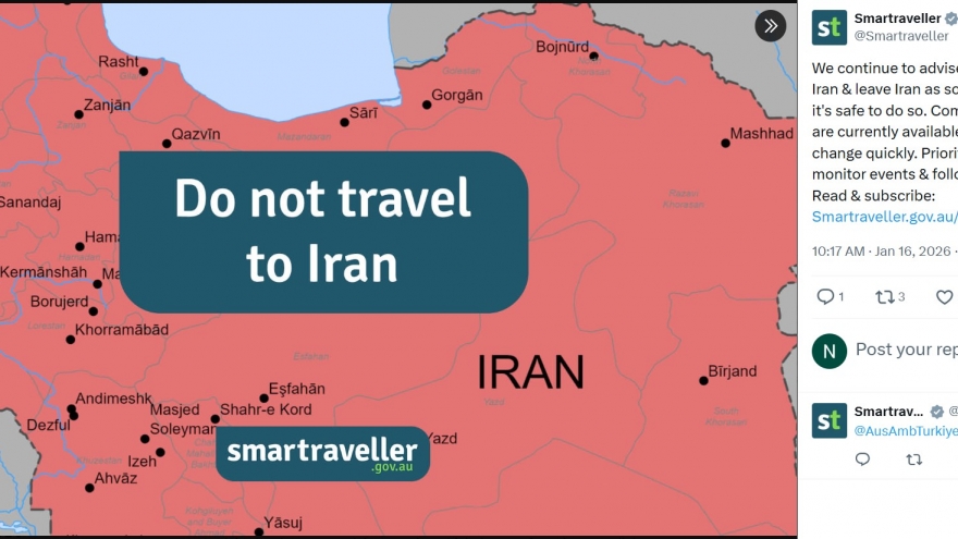 Australia kêu gọi công dân ngay lập tức rời khỏi Iran
