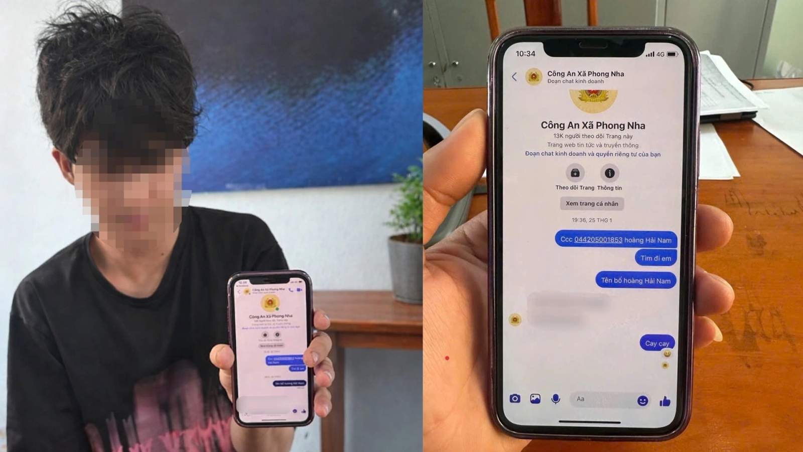 Nam thanh niên nhắn tin vào Fanpage của công an xã để thách thức