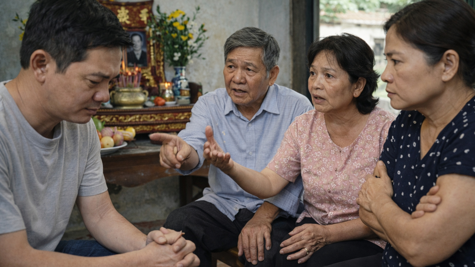 Bác mất chưa giỗ đầu, họ hàng họp đòi nhà tổ vì con nuôi không có quyền thờ cúng
