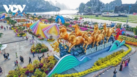 Giant “Eight Horses” installation draws visitors at Ha Long Bay flower boulevard