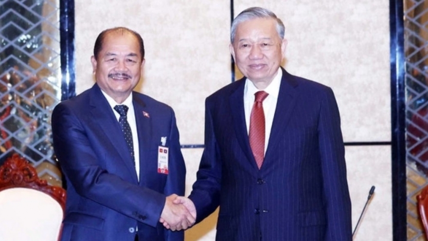 Tổng Bí thư Tô Lâm tiếp Chủ tịch Mặt trận Lào xây dựng đất nước