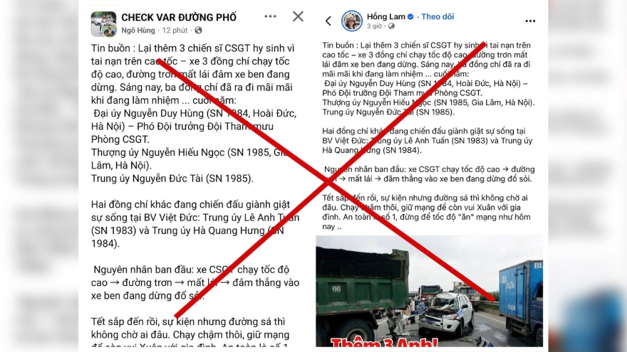 Thông tin sai sự thật về việc “3 chiến sĩ CSGT hy sinh trên cao tốc”
