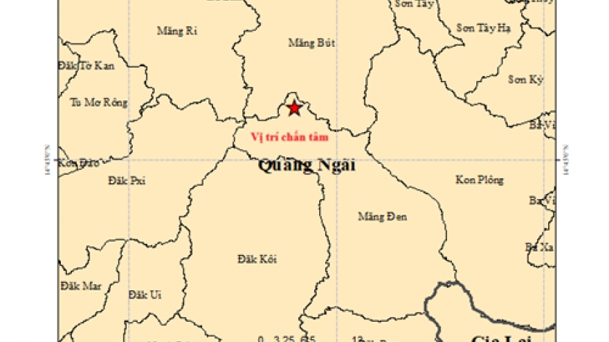 5 trận động đất xảy ra tại Quảng Ngãi