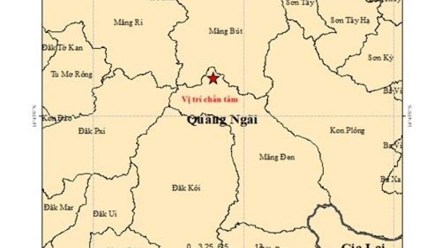 Five earthquakes recorded in Quang Ngai province