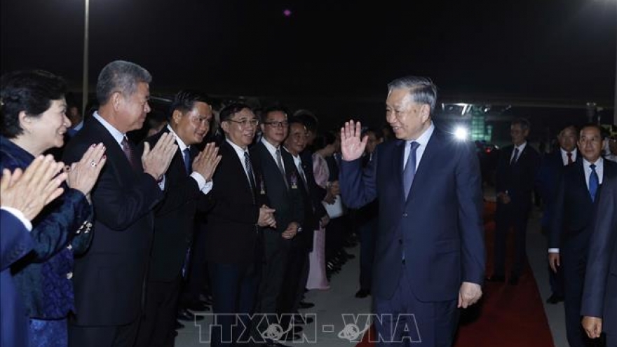 Tổng Bí thư Tô Lâm về đến Hà Nội kết thúc chuyến thăm cấp Nhà nước tới Campuchia