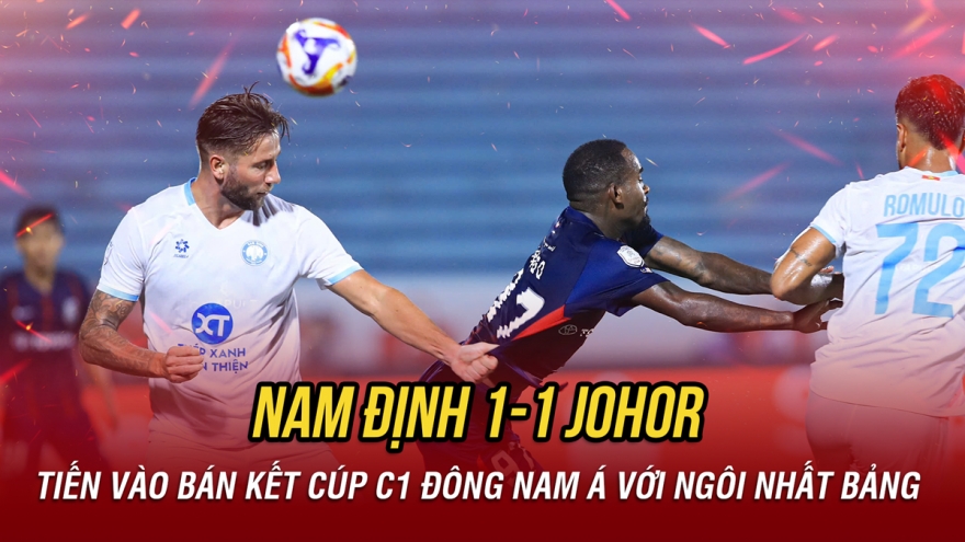 Nam Định hòa Johor, vào bán kết Cúp C1 Đông Nam Á với ngôi nhất bảng