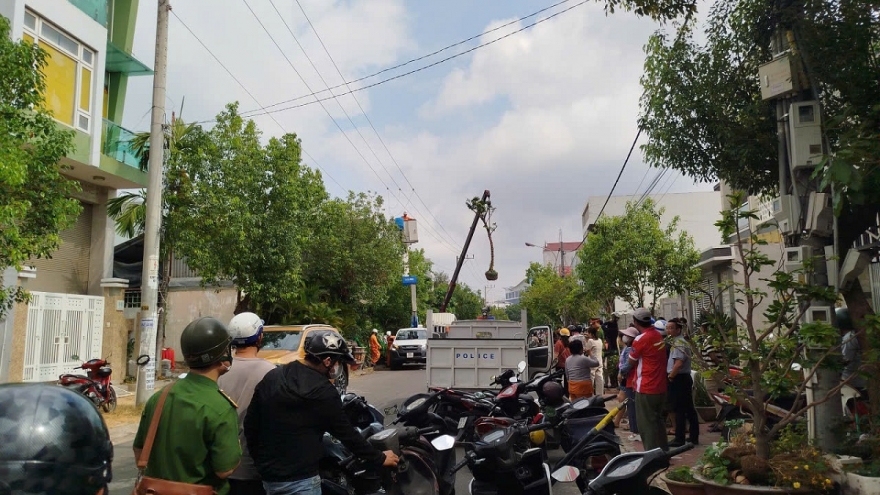 Xe cẩu cây nghi chạm vào đường dây điện, tài xế tử vong