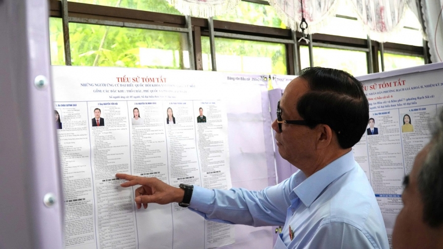 Thượng tướng Trần Quang Phương kiểm tra công tác bầu cử tại tỉnh An Giang