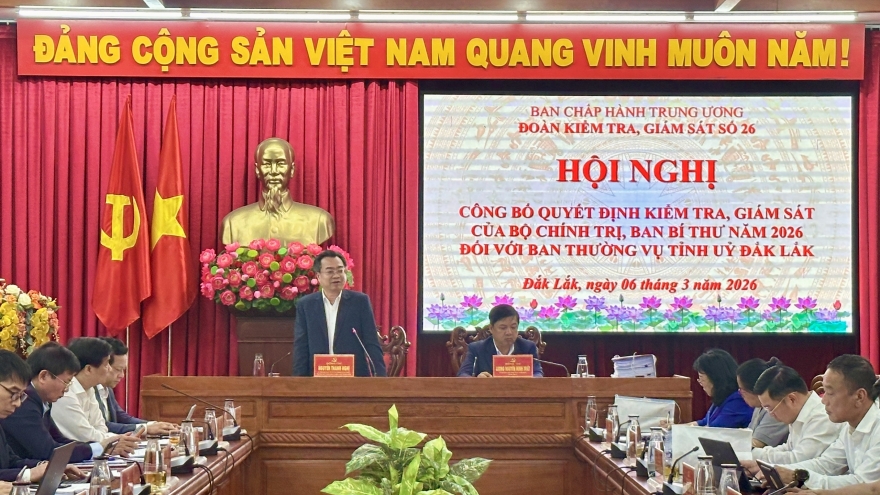 Công bố quyết định kiểm tra, giám sát đối với Ban Thường vụ Tỉnh uỷ Đắk Lắk
