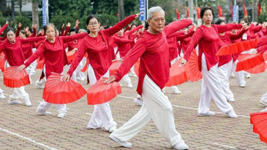 Hanoi elderly set Vietnam record with mass paper fan dance performance
