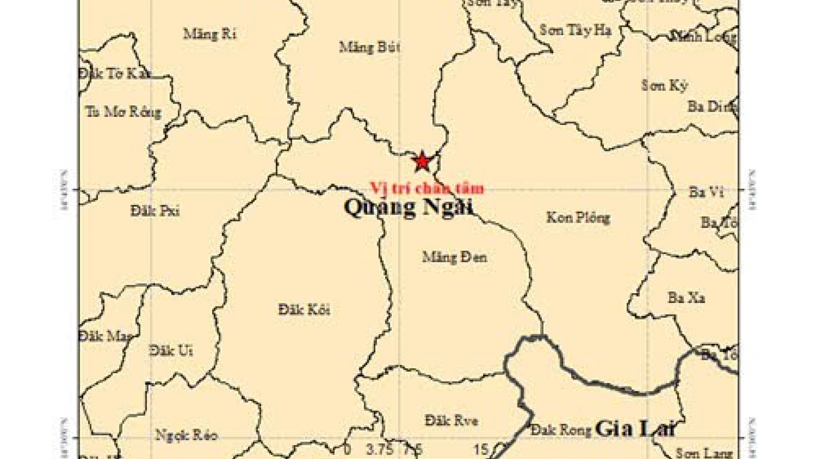 Động đất 3,6 độ Richter ở xã Măng Bút, rung lắc lan xa tới ven biển Quảng Ngãi