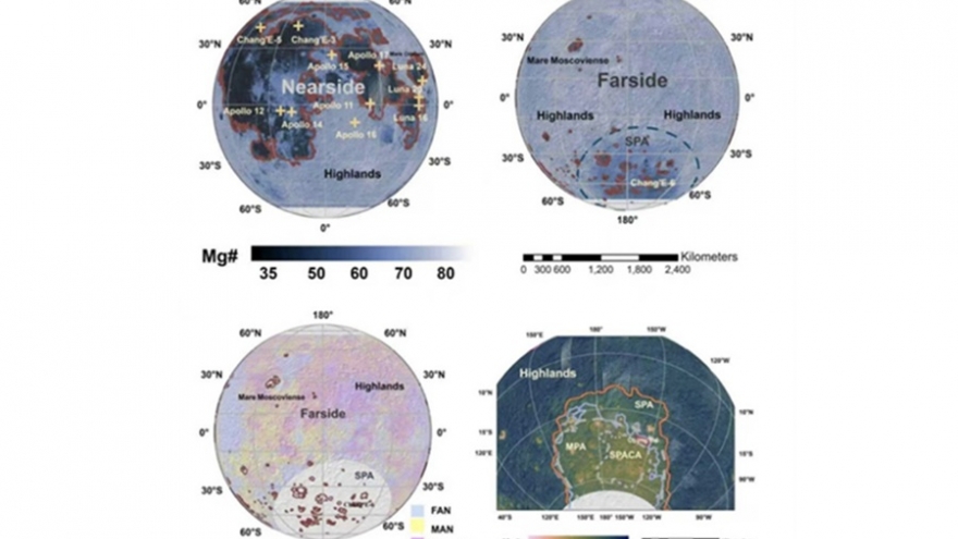Trung Quốc lập bản đồ thành phần hóa học vùng tối Mặt Trăng bằng AI