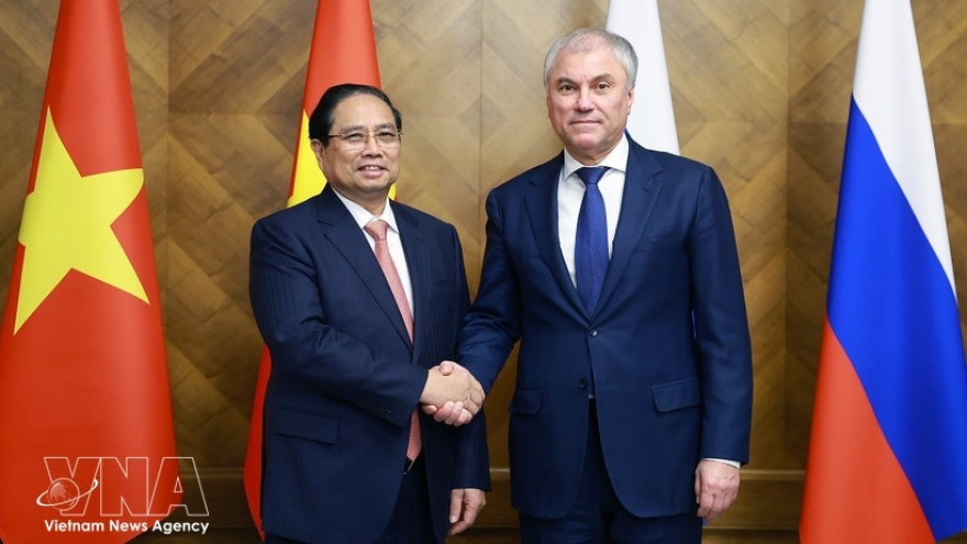 PM Pham Minh Chinh meets with Chairman of Russian State Duma Vyacheslav Volodin