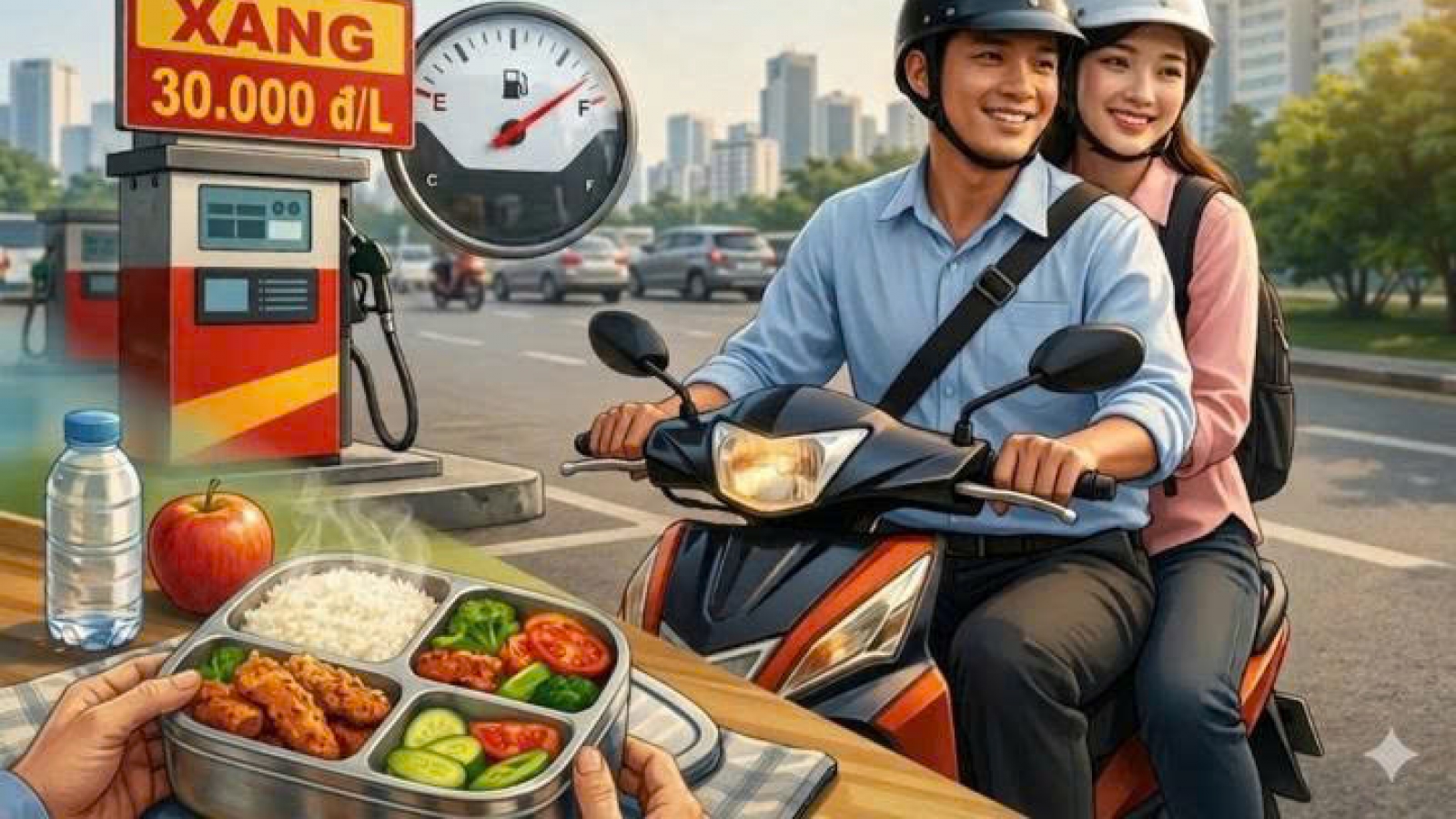 Xăng đắt, tôi đi chung xe với đồng nghiệp, mang cơm tự nấu để tiết kiệm