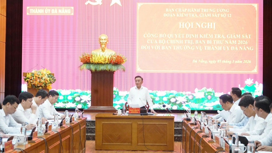 Công bố quyết định kiểm tra, giám sát đối với Ban Thường vụ Thành ủy Đà Nẵng