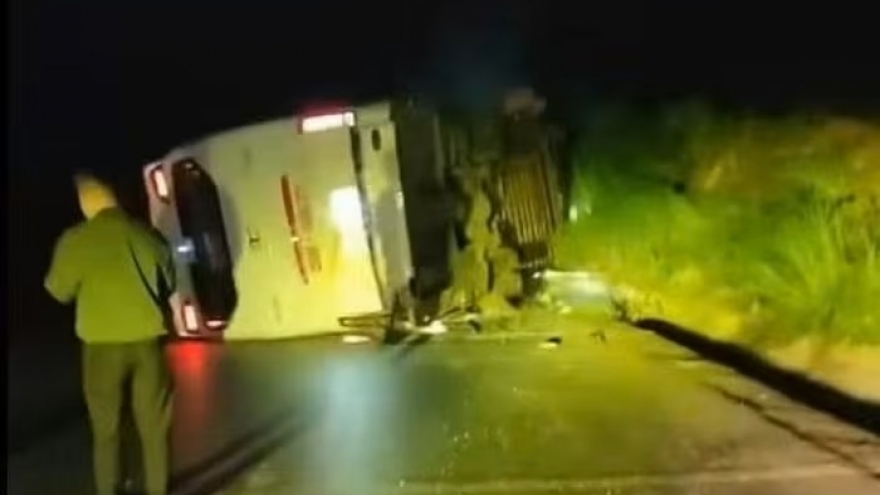 Bus carrying 39 passengers overturns on slope, two injured