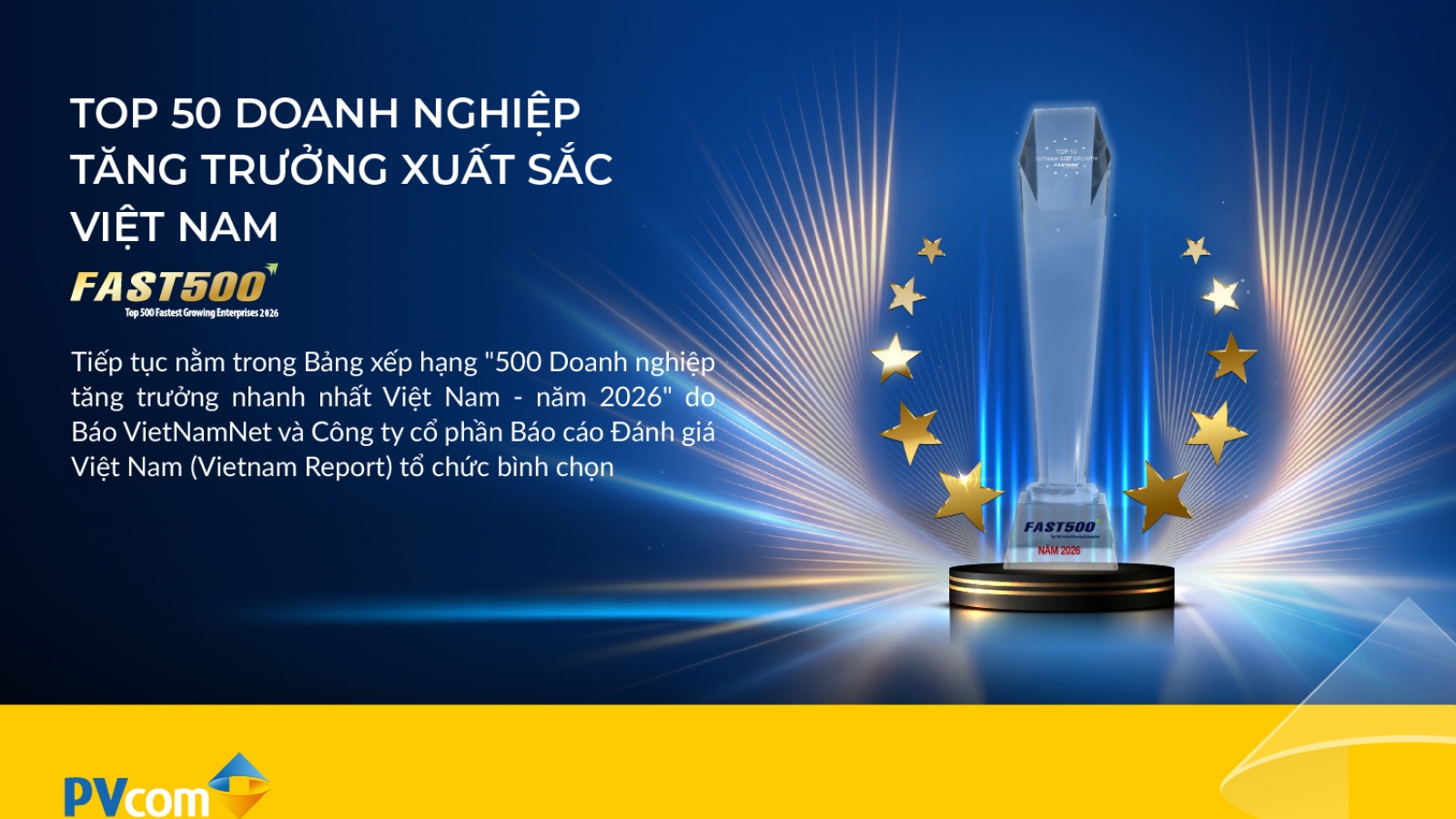 PVcomBank lần thứ 8 liên tiếp được vinh danh trong Bảng xếp hạng FAST500