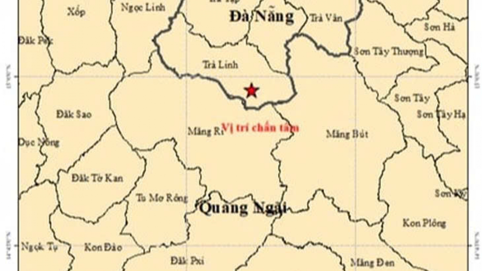 5 trận động đất liên tiếp xảy ra ở Đà Nẵng và Quảng Ngãi