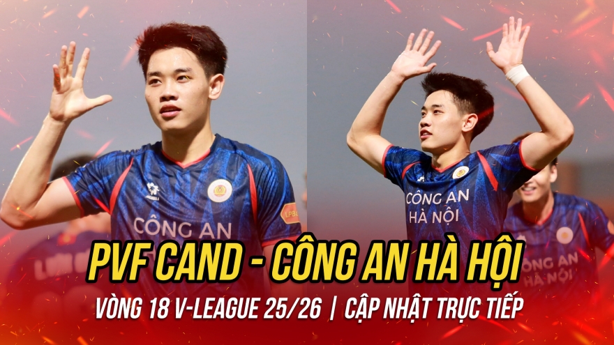 Trực tiếp PVF CAND 0-1 CAHN: Đình Bắc ghi bàn từ xa