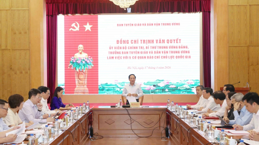 Trưởng Ban Tuyên giáo và Dân vận TW làm việc với 5 cơ quan báo chí chủ lực quốc gia