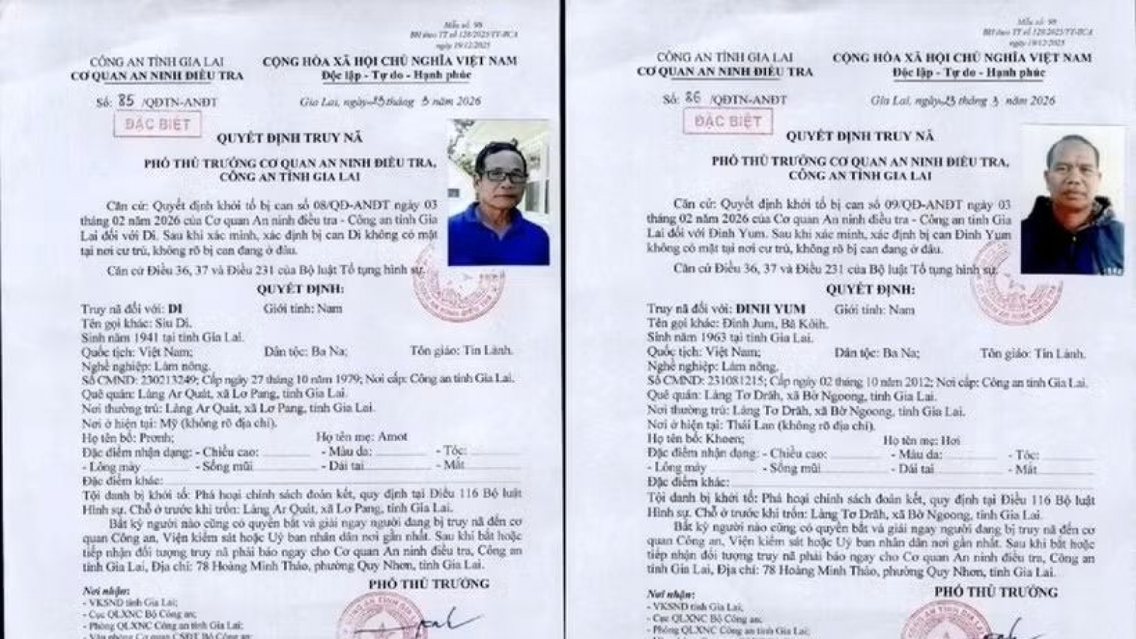 Two wanted for abusing religious cover to undermine national unity policy