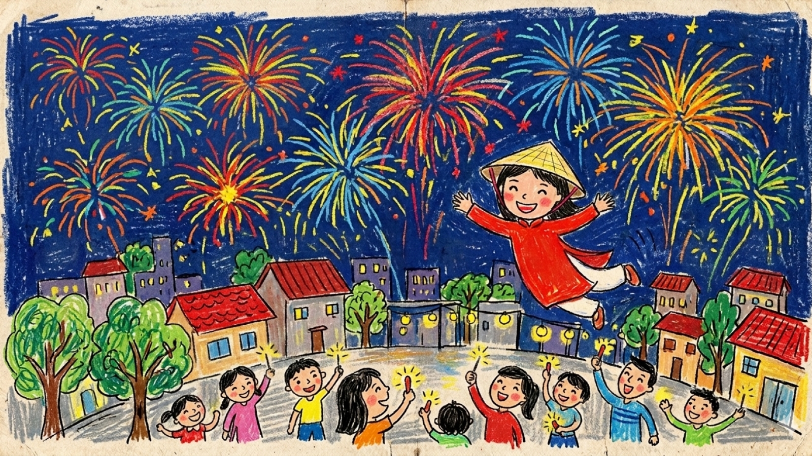 Em bay trong đêm pháo hoa