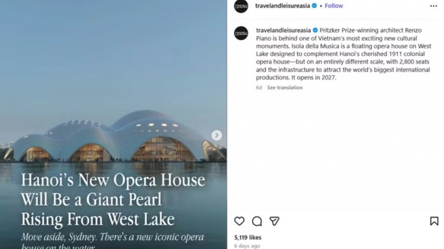 Asia’s leading luxury travel magazine hails Hanoi's new opera house