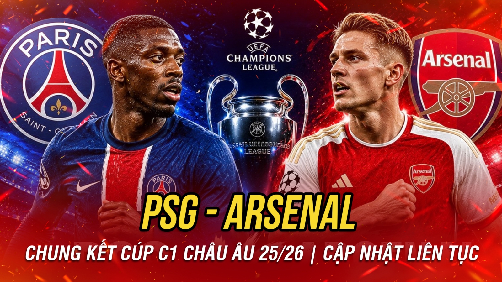 Trực tiếp PSG vs Arsenal: Đỉnh cao chung kết cúp C1 châu Âu