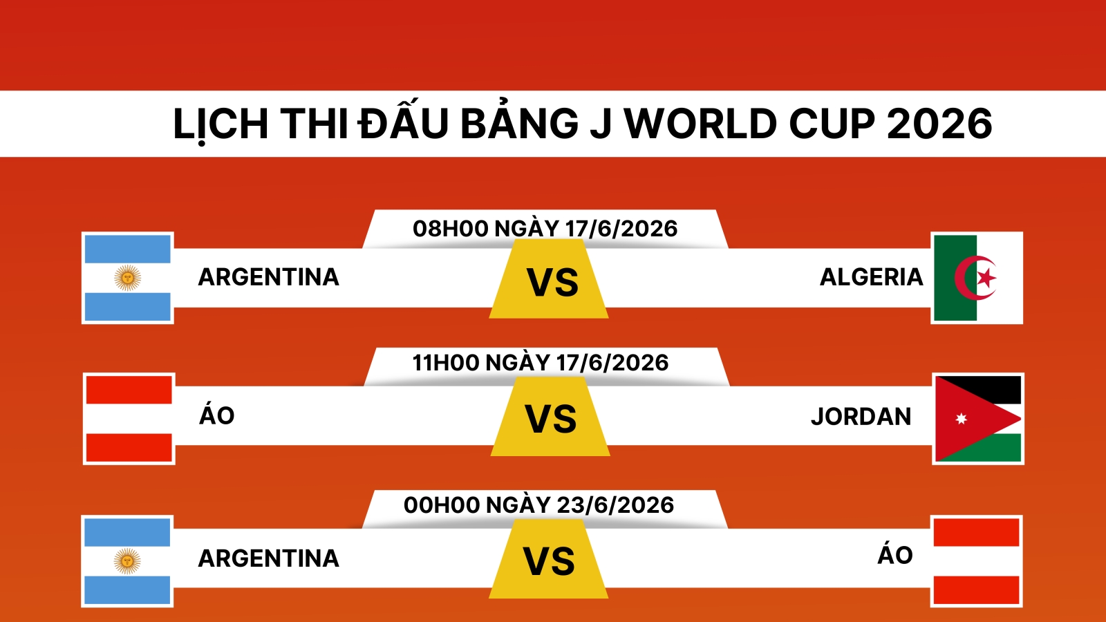 Lịch thi đấu World Cup 2026 bảng J: Messi và Argentina khẳng định sức mạnh?